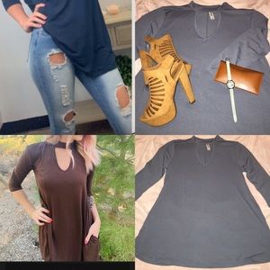 💕💕Blue/Grey Keyhole choker top💕💕💕💕